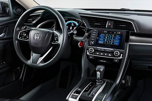 Interior shot of the dashboard in a Honda