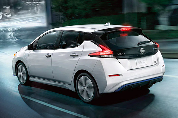 2020 NISSAN LEAF® driving rear view