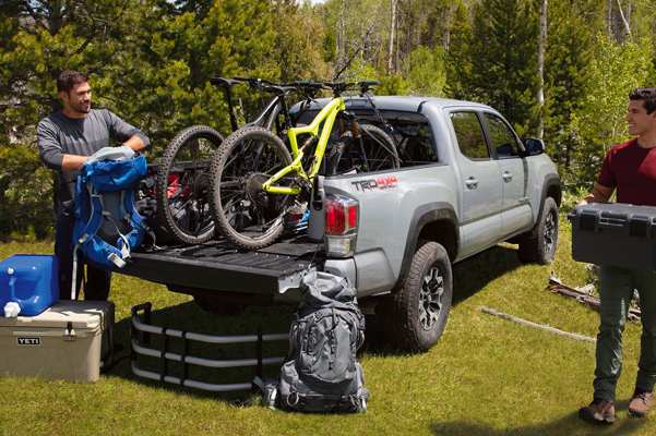 2020 Toyota Tacoma being loaded up after mountainbike trip