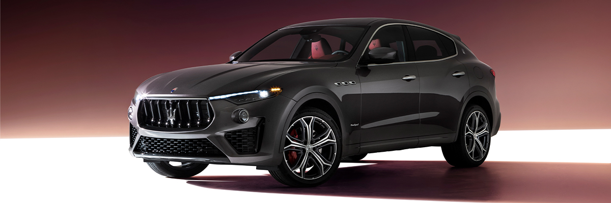 2021 Maserati Levante parked in front of a red background