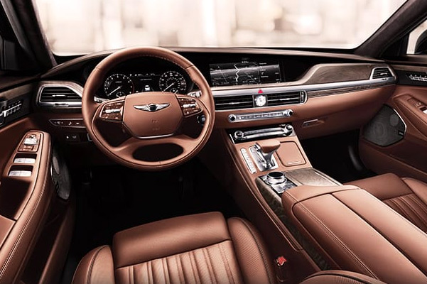 Interior shot of the dashboard in a 2021 Genesis G90