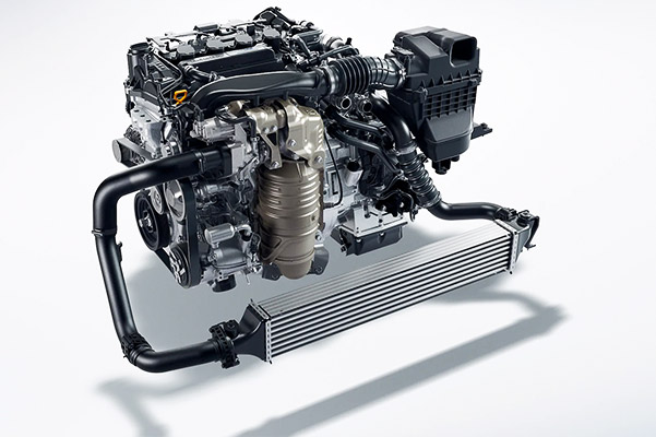 1.5-liter turbocharged and intercooled 4-cylinder engine for the 2021 Honda Civic Touring Sedan.