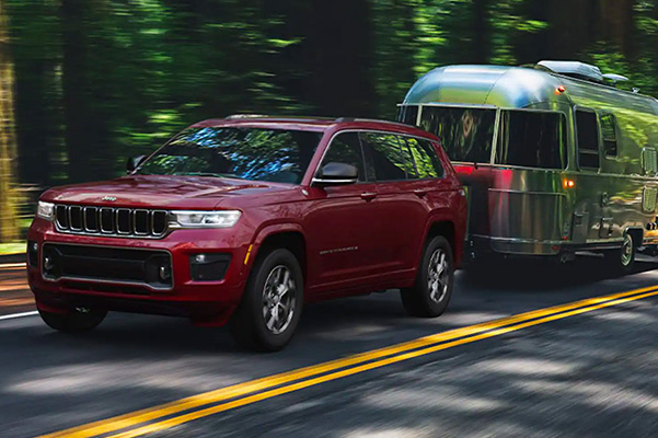 2021 Jeep Grand Cherokee L towing a camper