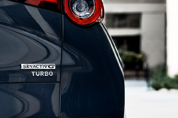 close up view of rear SKYACTIV turbo tag