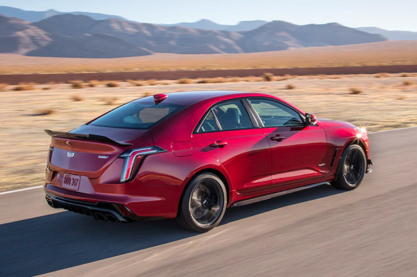 Side profile of the 2022 Cadillac V-Series Blackwing CT4-V in action