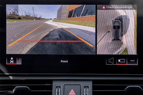Close-up of the top view camera in the Audi A5 Coupe.