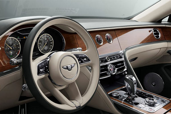 Interior shot of the drivers side view in a 2022 Bentley Flying Spur Hybrid.