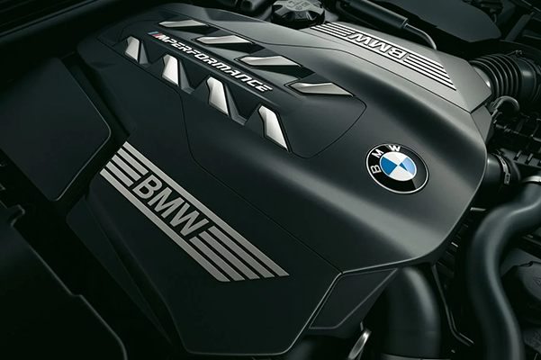 A close shot of a 2022 BMW 8 Series engine