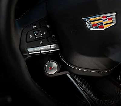 Cadillac V-Series Performance Steering Wheel Closeup