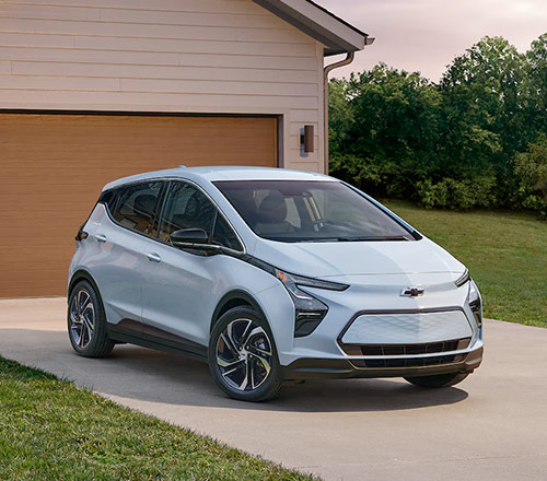 2022 Chevrolet Bolt in the family's driveway