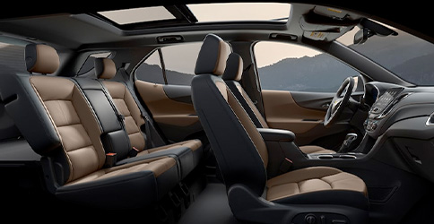 2022 Chevy Equinox Small SUV: Wide Shot of Front Seats, Steering Wheel & Infotainment System
