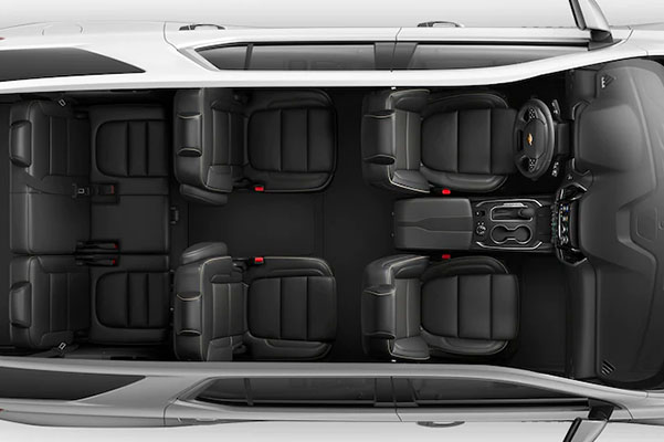 2022 Chevrolet Traverse Mid Size SUV Interior 8 Passenger Seating Overhead View
