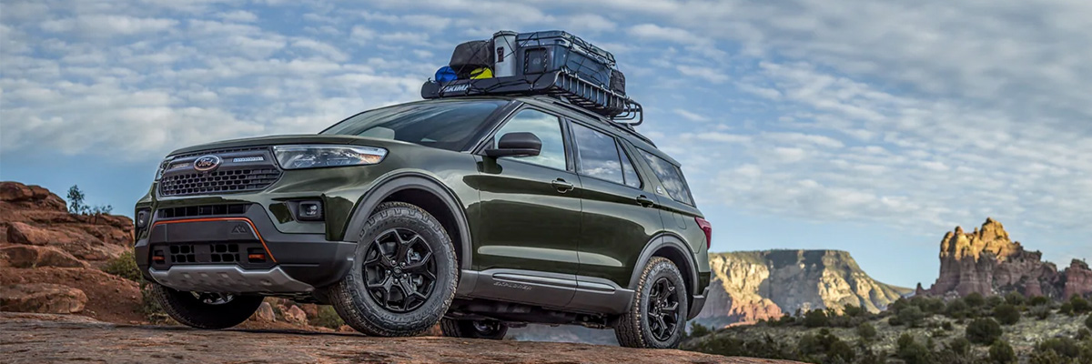 2022 Ford Explorer Timberline™ edition atop a mountainous hilltop