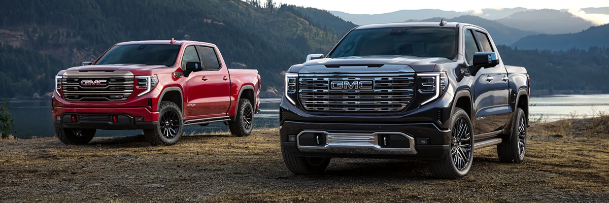 2022 GMC Sierra Trucks Lineup Three-Quarters Wide View Masthead