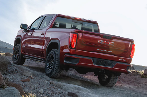 2022 GMC Sierra AT4 Off-Road Truck Exterior Rear View Parked
