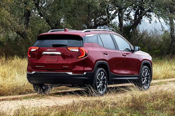 2022 GMC Terrain SLE/SLT Small SUV Driving on Dirt Road - Rear View