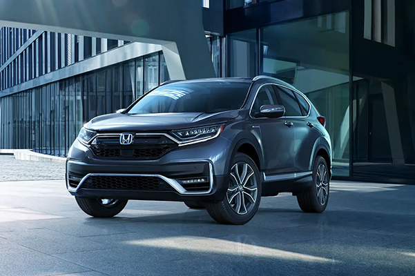 2022 Honda CR-V Hybrid parked under an overhang of a building