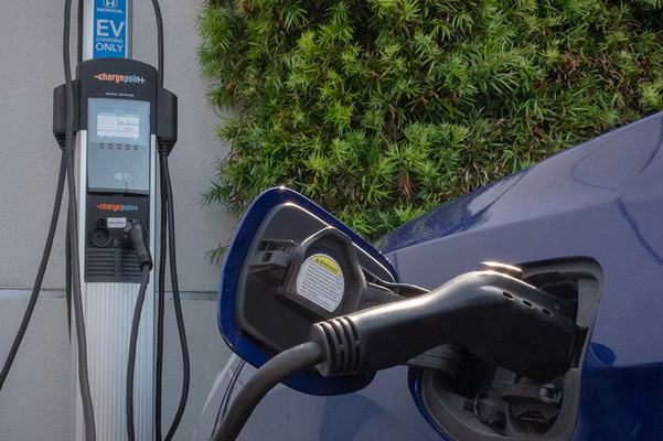 close up of car charging