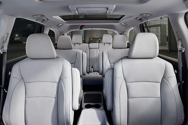2022 Honda Pilot's available leather-trimmed interior with 2nd-row captains chairs and a 3rd row option