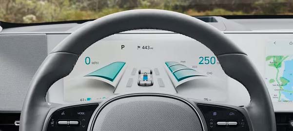 Steering wheel dashboard display mileage range