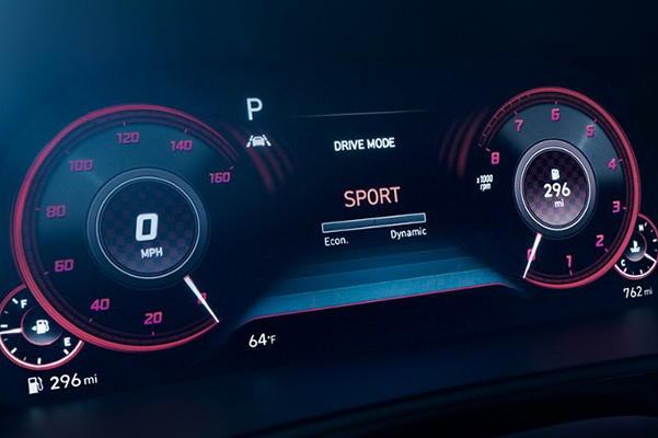 Detail shot of the driver's dashboard in a 2022 Hyundai Sonata.