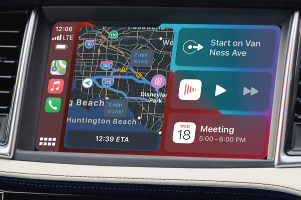Close up view of 2022 INFINITI QX50 InTouch entertainment screen highlighting Apple CarPlay