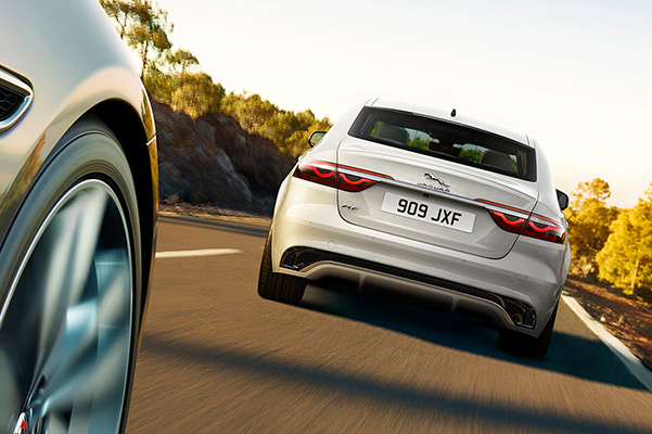 2022 Jaguar XF Rear view on the road