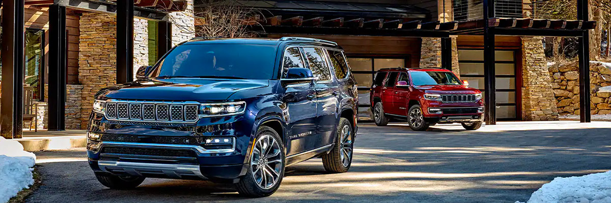 2022 Jeep Grand Wagoneer lineup in driveway