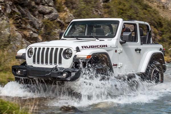 Jeep Wrangler driving through water