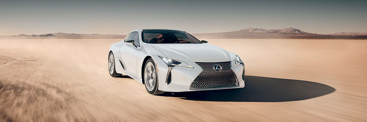 Exterior of the Lexus LC shown in Ultra White.