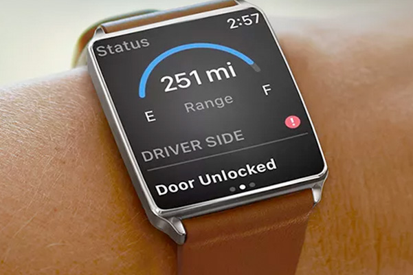 Smartwatch showing the Lexus App and remote start function in use.