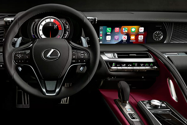 Interior of the Lexus LC showing the advanced technology.