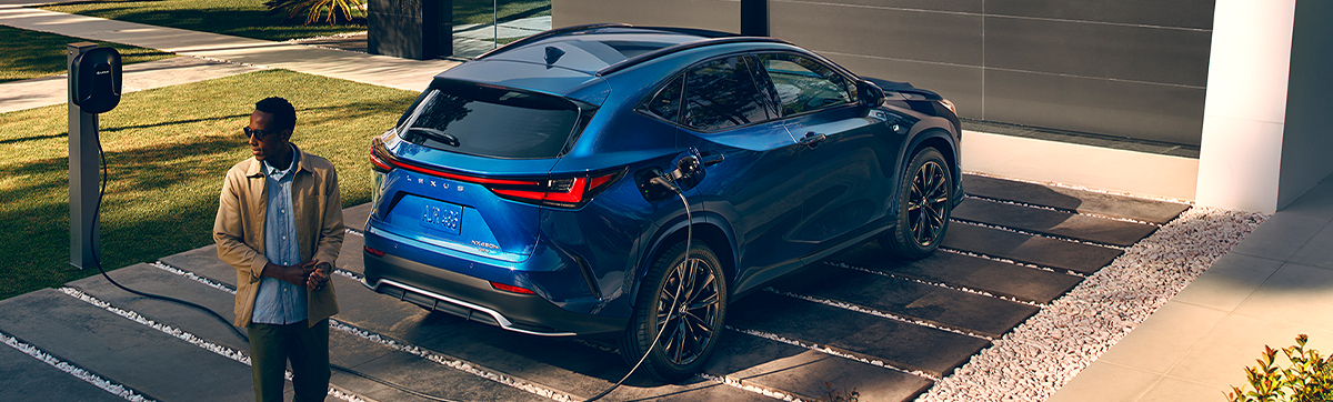 Exterior of the Lexus NX Plug-in Hybrid Electric Vehicle shown in Grecian Water.
