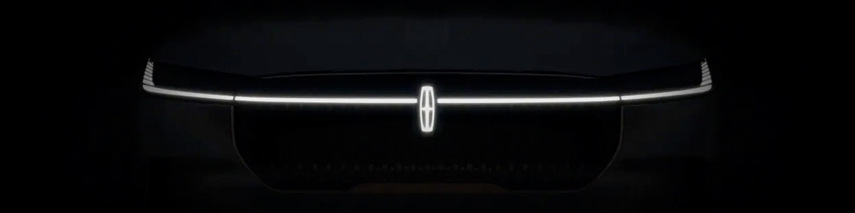Lincoln electric vehicle emblem glows on black