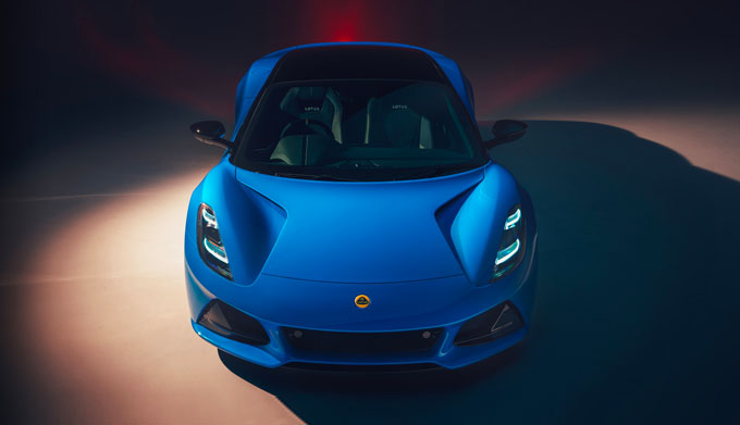 The Lotus Emira in Seneca Blue