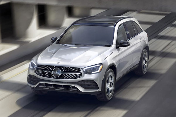 performance shot of the 2022 GLC SUV on a highway road