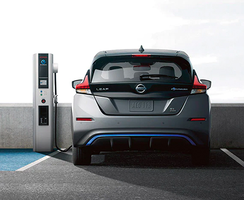 2022 Nissan Leaf at a charging station