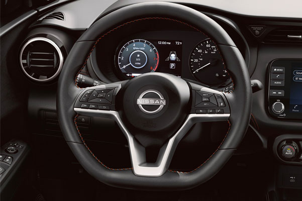 2022 Nissan Kicks dashboard view showing steering wheel