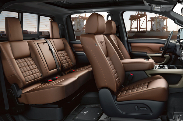 Inside of the 2022 Nissan TITAN Crew-Cab with room for up to 5 passengers