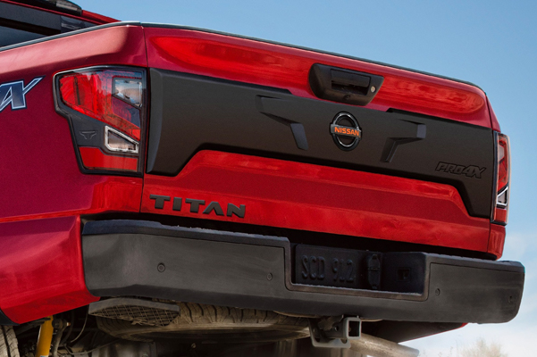 The rear LED tail lights on the 2022 Nissan TITAN