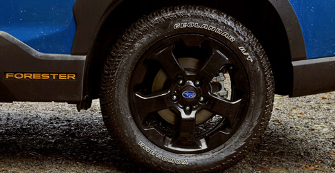 Subaru Image: Wilderness 17-inch matte black-finish alloy wheels and Yokohama GEOLANDAR<sup>®</sup> all-terrain tires