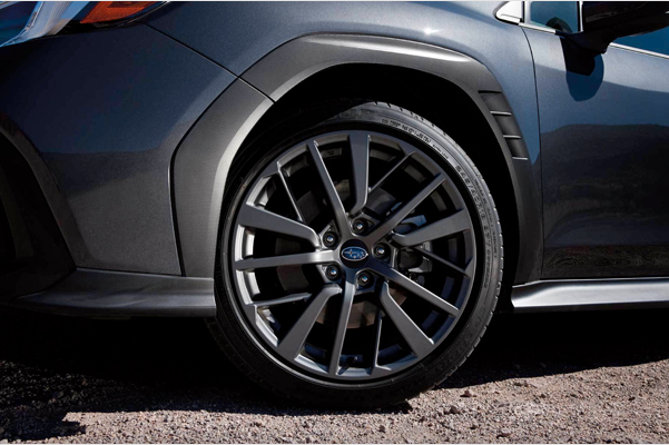 The 18-inch alloy wheels on the 2022 Subaru WRX