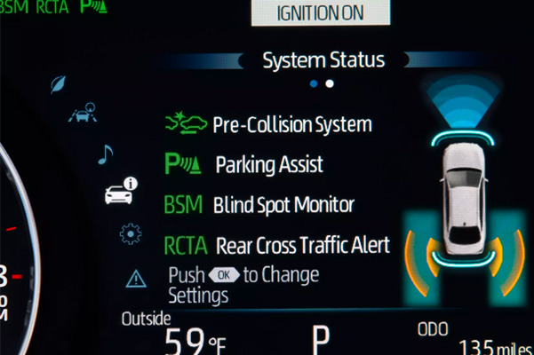 Safety features on the 2022 Toyota Avalon shown on the dashboard