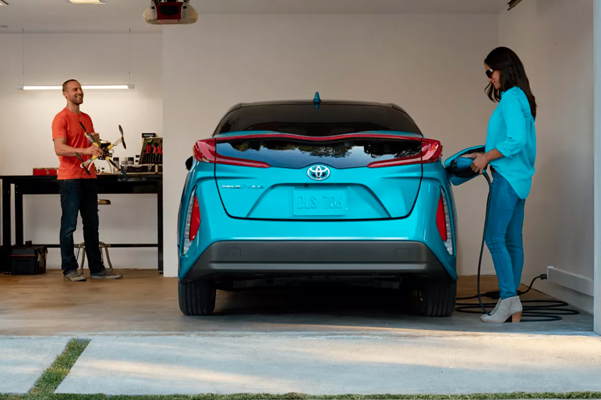 2022 Prius Prime being charged in a garage
