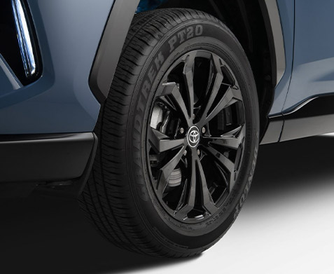 Close up of 2022 Toyota RAV4 Hybrid Tire and rim