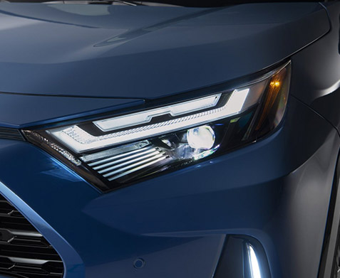 Close up of 2022 Toyota RAV4 Hybrid headlight