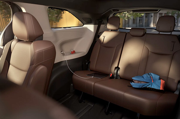 Platinum interior shown in Noble Brown leather trim. Prototype vehicle shown with options using visual effects.
