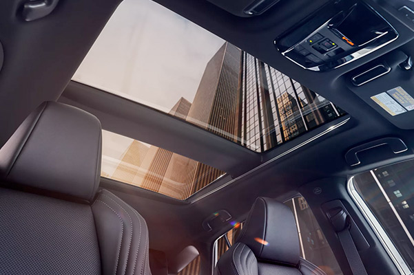 Limited interior shown in Black SofTex® trim with available Advanced Technology Package and Star Gaze™ fixed panoramic roof. Prototype vehicle shown with options using visual effects.