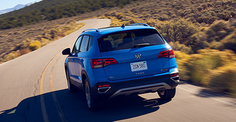 2022 Volkswagen Taos driving along desert road