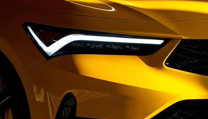 Acura Integra Prototype in yellow headlight